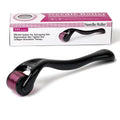 Black derma roller with titanium microneedles for facial, scalp, beard and body skincare