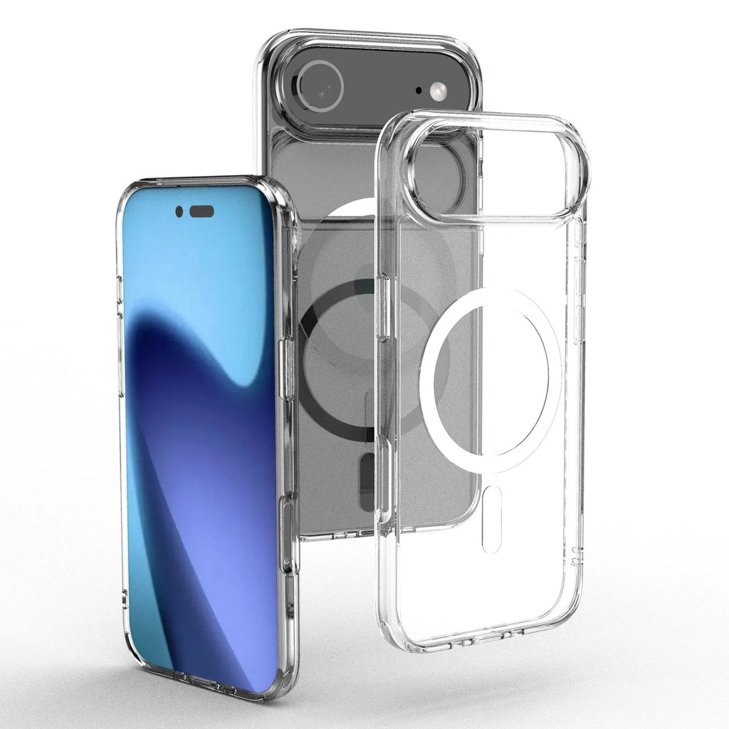 Transparent magnetic phone case for iPhone 17 series with shockproof TPU construction