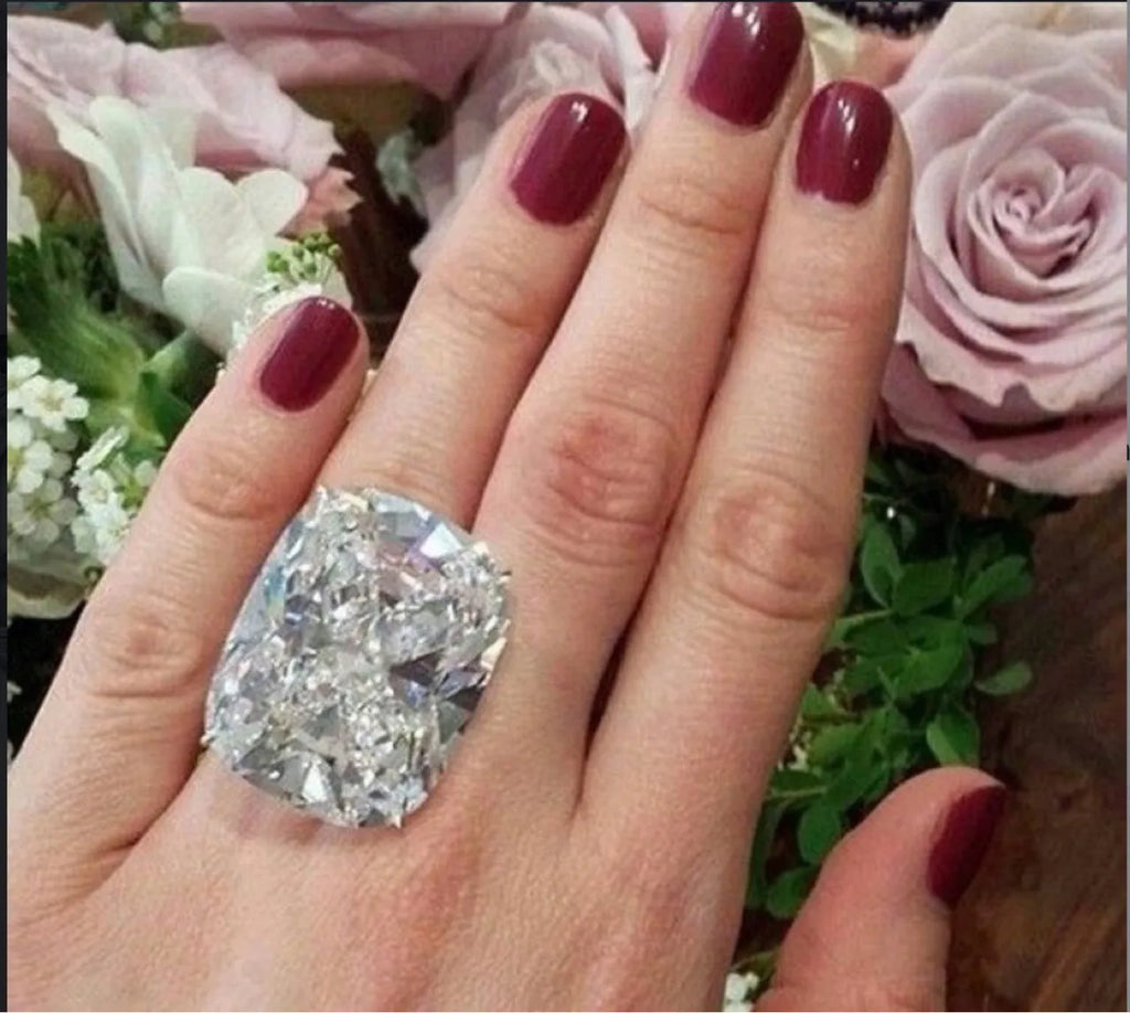 Women's white gold colour ring with simple inlaid square diamond geometric design on alloy band