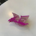 Acrylic dinosaur hair clip with jaw grip closure in one of six colourful designs