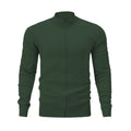 A man's casual cotton zip-up hoodie with a stand collar, shown in a solid colour on a hanger.