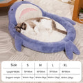 Shark pattern pet bed with velvet fabric and non-slip base in blue colour