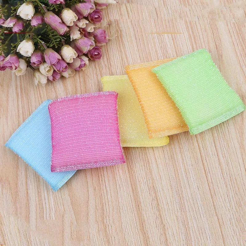 Macaron coloured pinstripe fabric dishwashing sponge mop with fine stripe scrubbing pattern