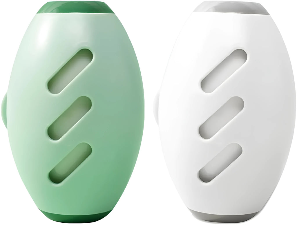 Green and white washable gel lint roller balls for pet hair removal on fabrics