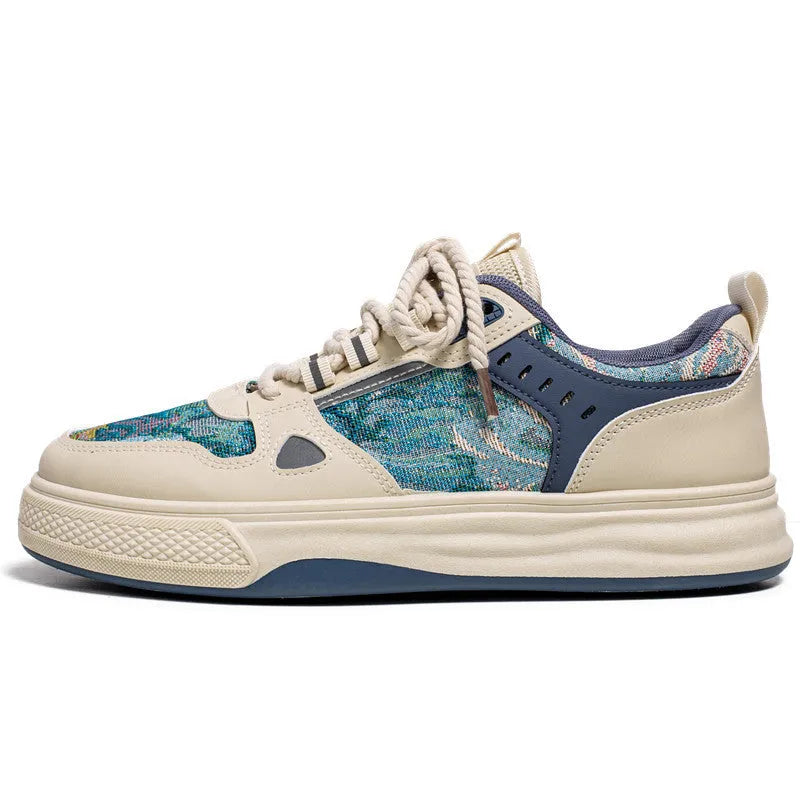 Men's canvas casual shoes in Milan green with flat heel and round toe