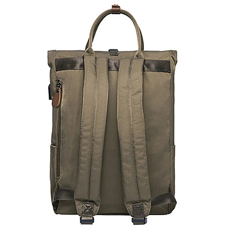 Casual polyester backpack showing interior computer pocket and zipper compartment
