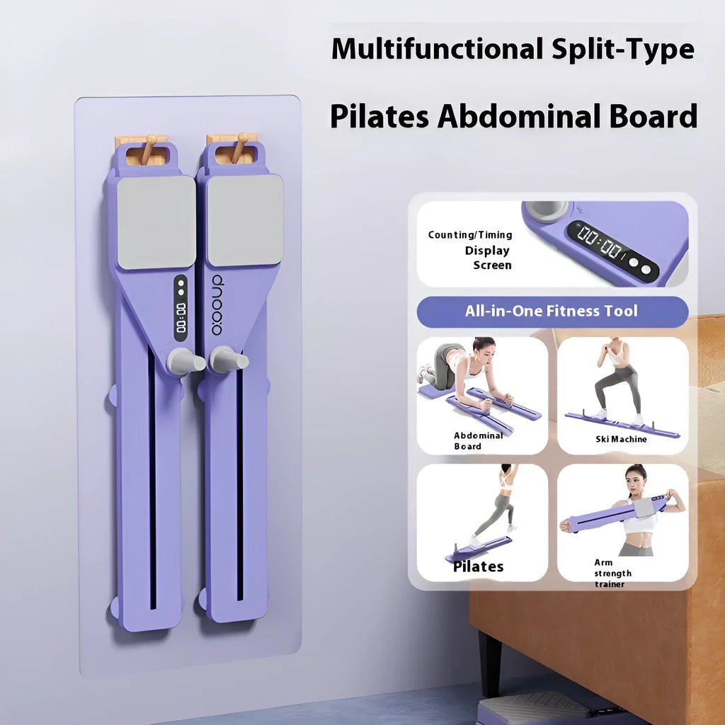 Multifunctional split supine board ski machine in twilight purple colour showing 85cm length
