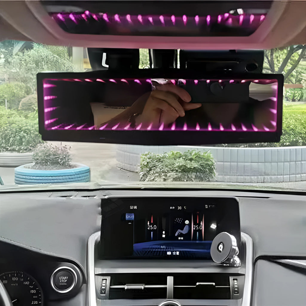 280mm wide plastic flat car rearview mirror in blue colour with anti-glare coating