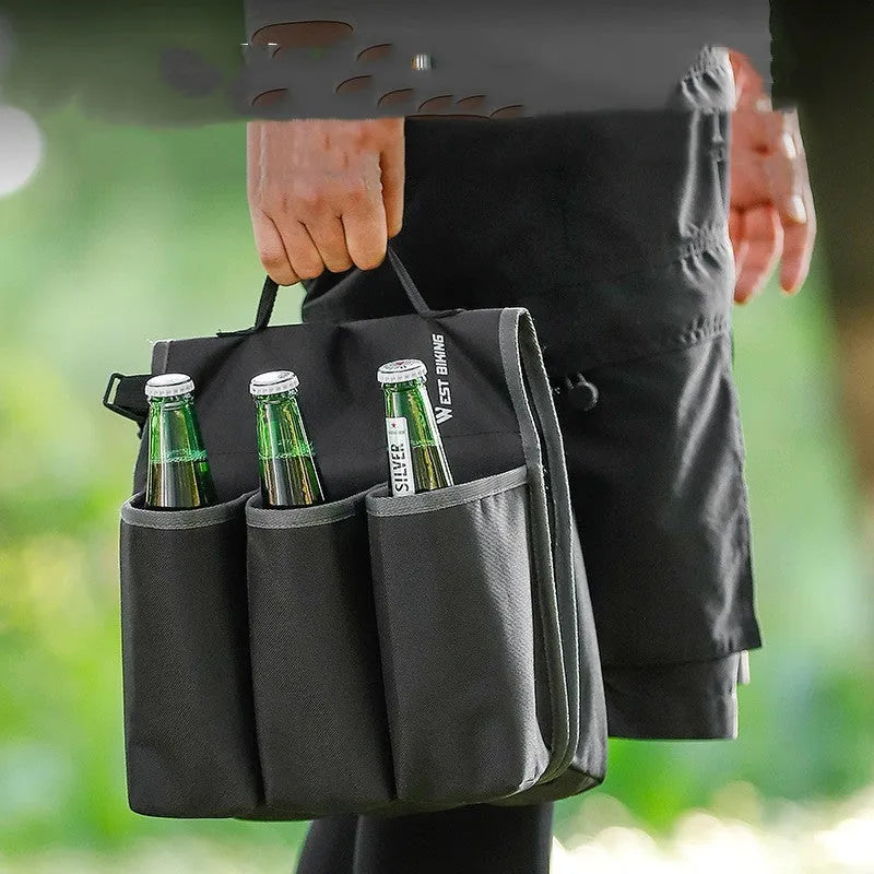 Black bicycle double-sided anti-scratch drink bottle cage bag mounted on bike frame