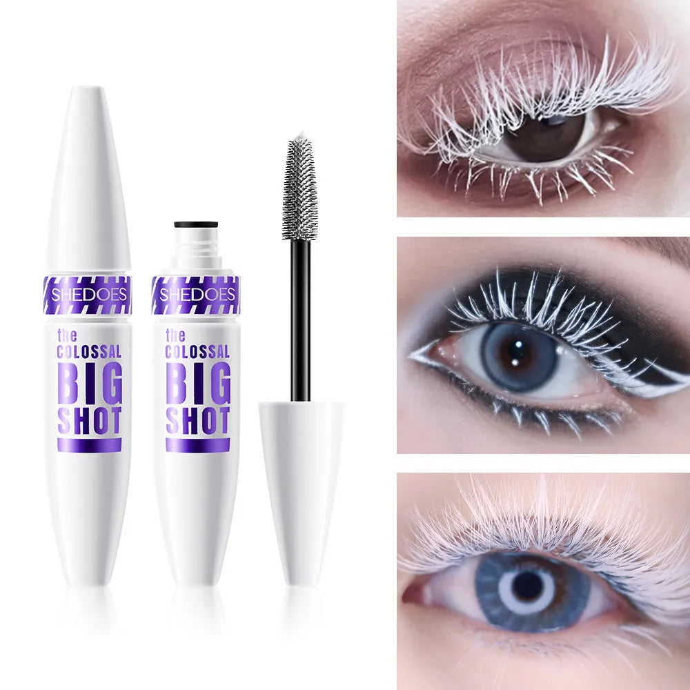 White waterproof mascara 10ml with curling and sweatproof quick-drying formula
