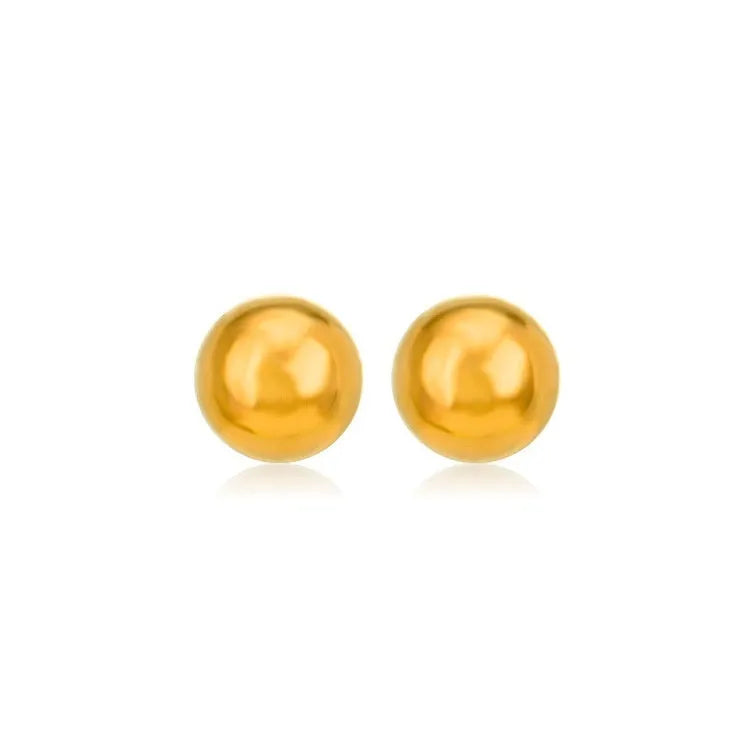 Stainless steel ball stud earrings in gold and silver tones showing 3mm to 6mm size variations