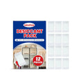 Pack of twelve reusable household desiccant moisture absorber units with hanging bags