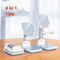Cool Black desktop wireless charging phone holder with power cord on a wooden desk