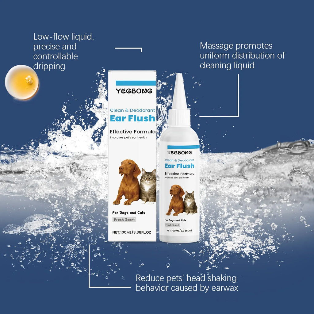 100ml bottle of dog and cat ear cleaner solution for gentle earwax removal