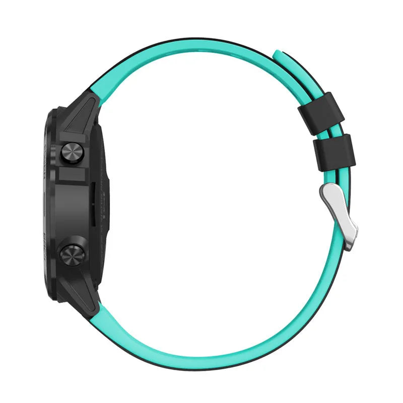 Blue smart watch with 1.3-inch screen and silicone strap for sports tracking.