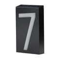 Solar powered house number light with LED illumination and wall-mounted outdoor design