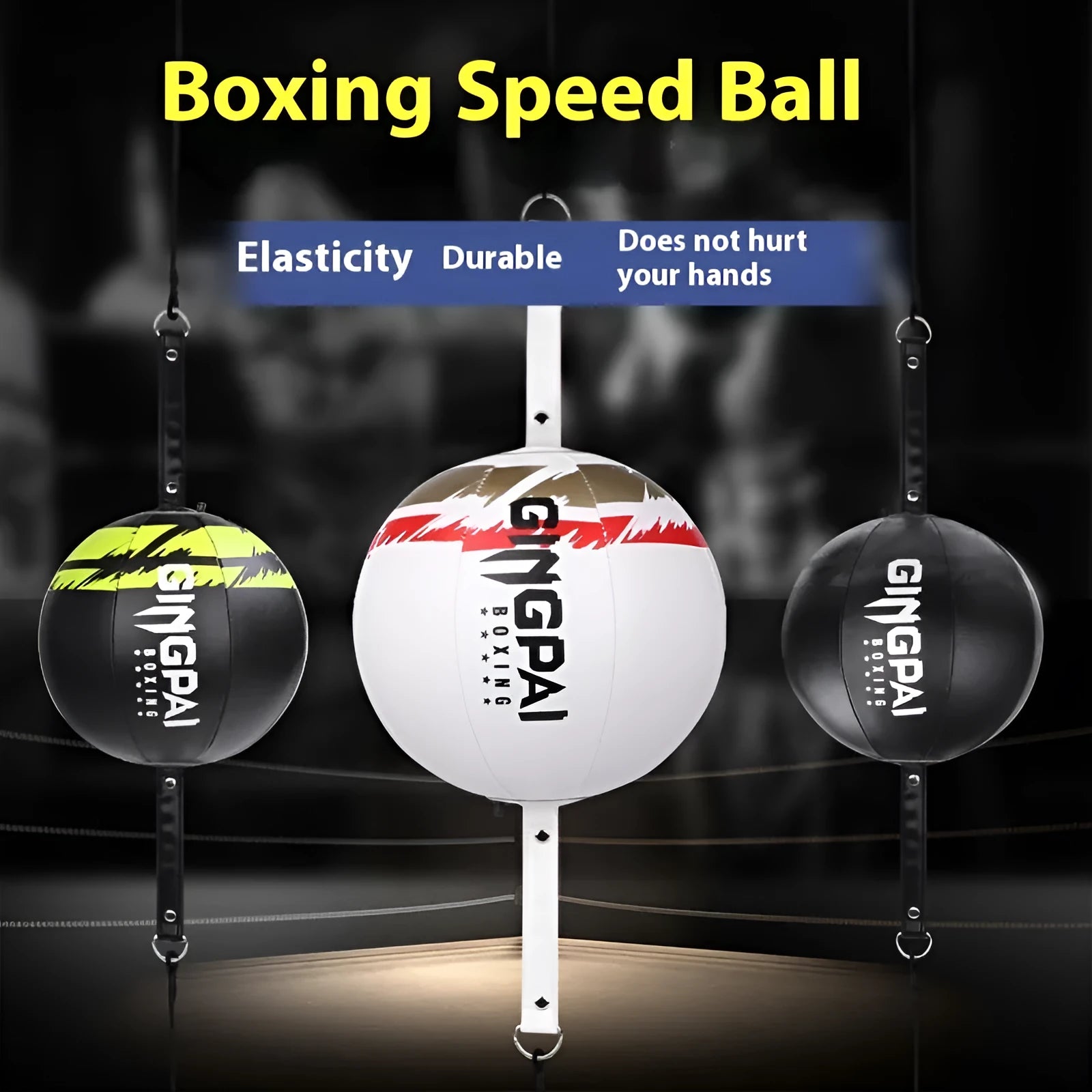 PU hanging boxing speed ball training equipment in black, black and green, or white colour options