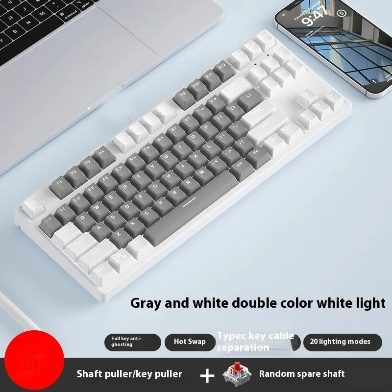 87 key wired mechanical gaming keyboard with two-colour keycaps and metal construction