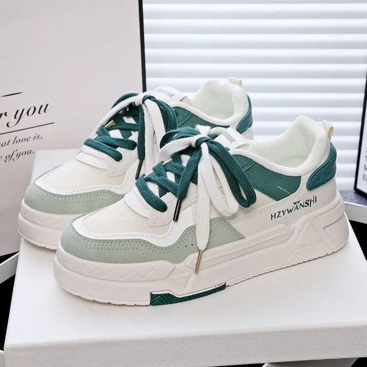 Children's height increasing board shoes in beige, green, or red with cross shoulder straps and thick rubber soles