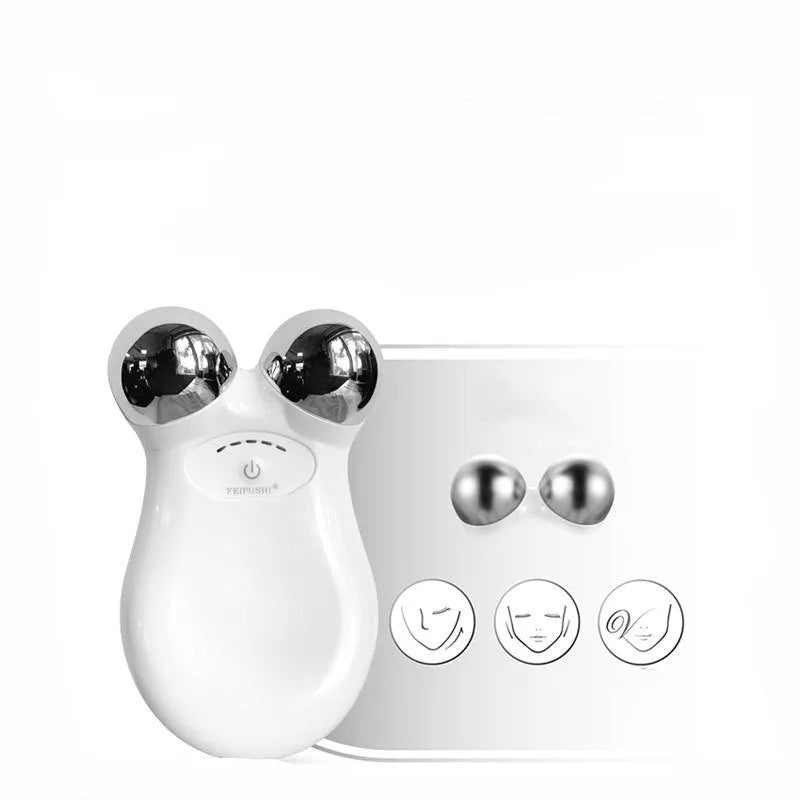 Pink or white microcurrent facial lifting device with compact design for skin firming treatments