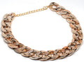 Adjustable metallic chain dog collar necklace for small medium dogs in gold, rose gold, or white.