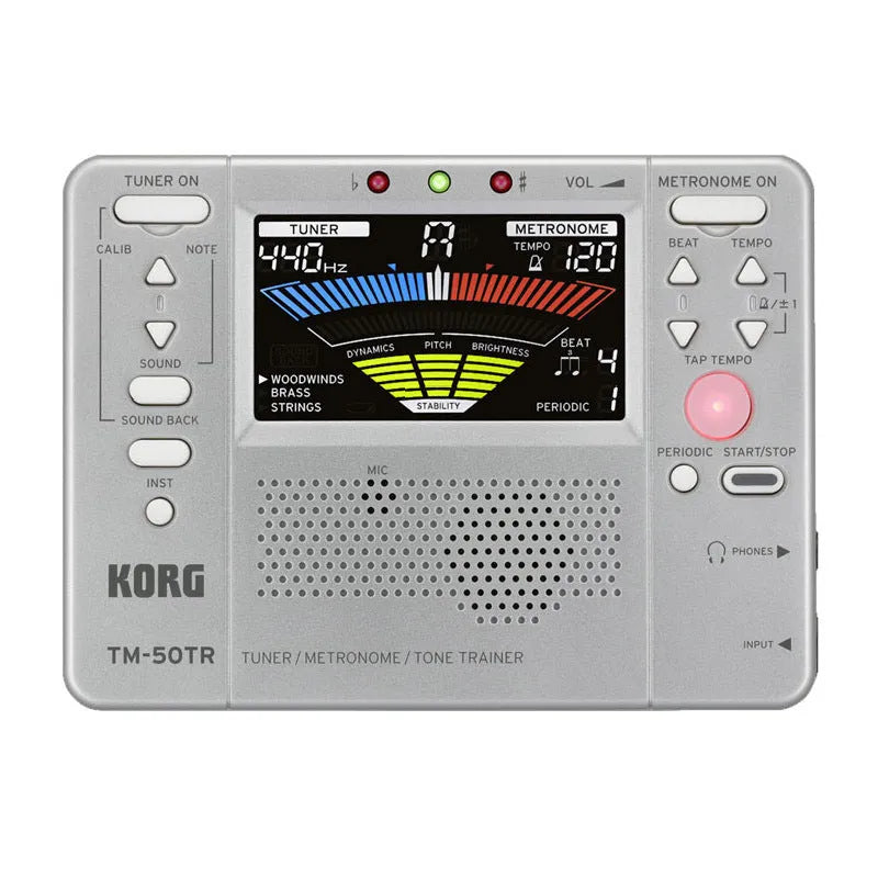 TM-60 model tuner and metronome device with plastic shell in black or white colour options