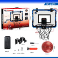 Folding basketball frame with parallel panels showing dunk scoring function and suction cup mounting