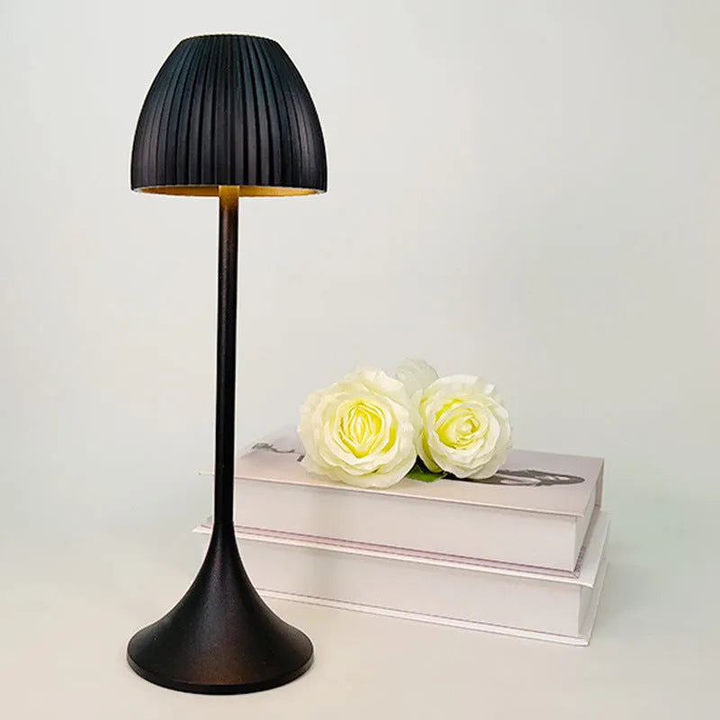 Modern dimmable night lamp with thin round base in black or white for dining room and bedroom