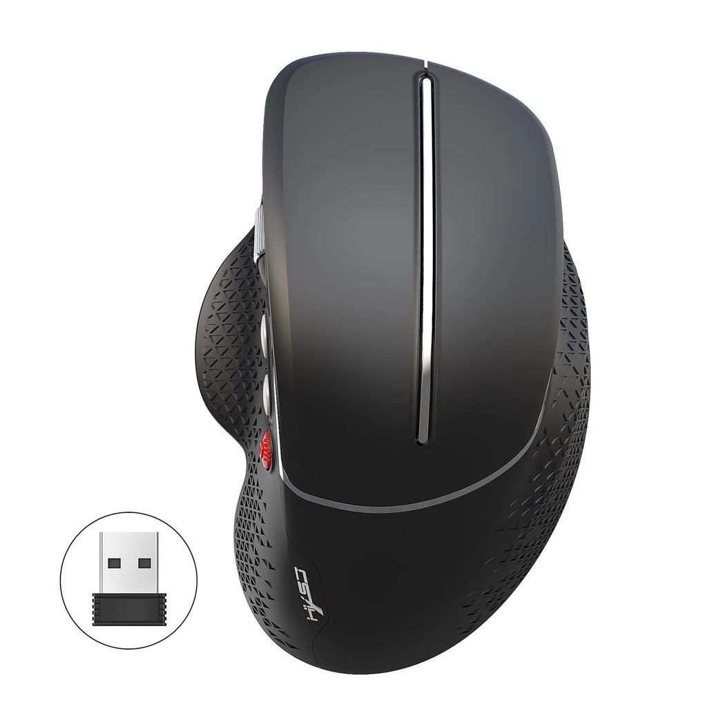 T32 wireless vertical ergonomic mouse in black or silver matte finish with aluminium side roller.