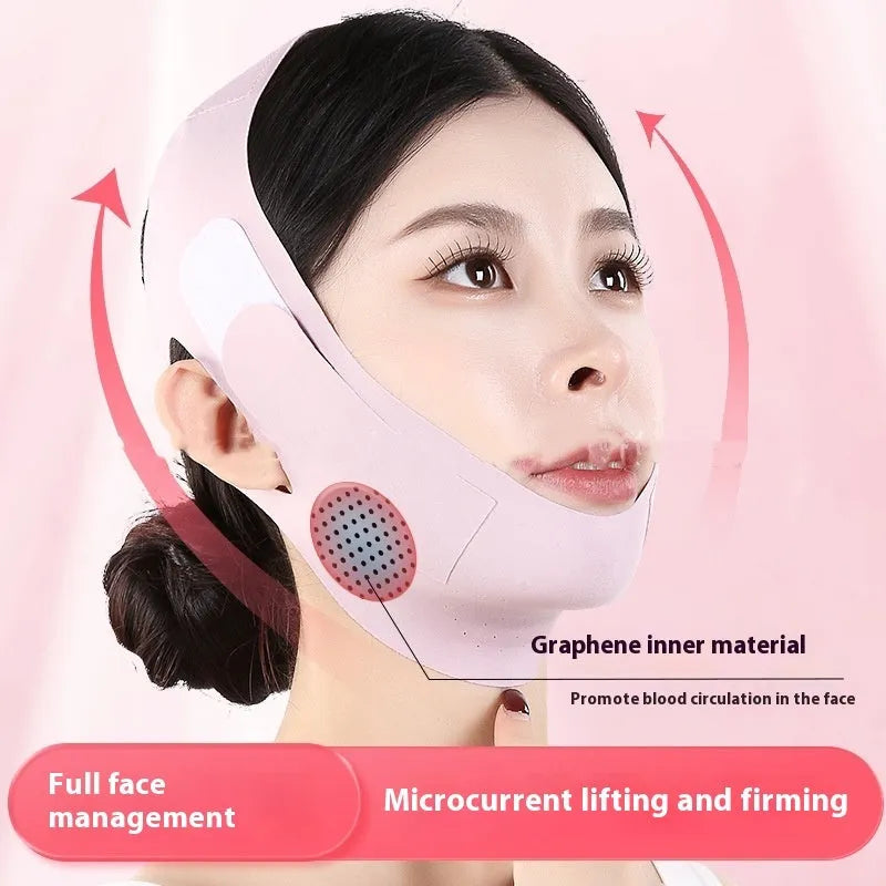 Graphene fabric face shaping mask in purple and green colours for facial contouring