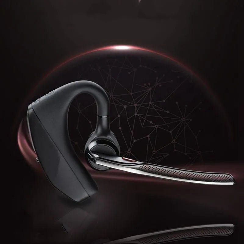 Black Bluetooth sports headphones with battery display showing stereo sound and call function