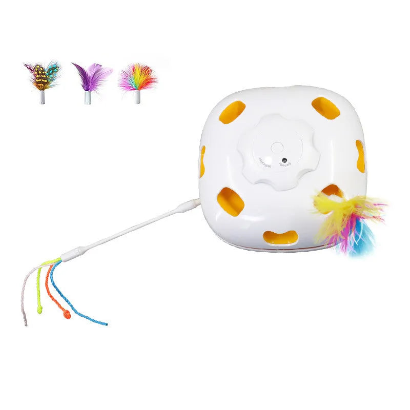 Colourful plastic cat self-stimulation toy measuring 19.8x11.5x19.5cm