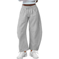 Women's loose cotton cropped sweatpants with drawstring waist in street fashion styling