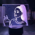 Acrylic 3D night light with European styling and colourful black base, showing dimensions