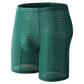 Men's lace boxer shorts with lengthened hip lifting design in solid colours