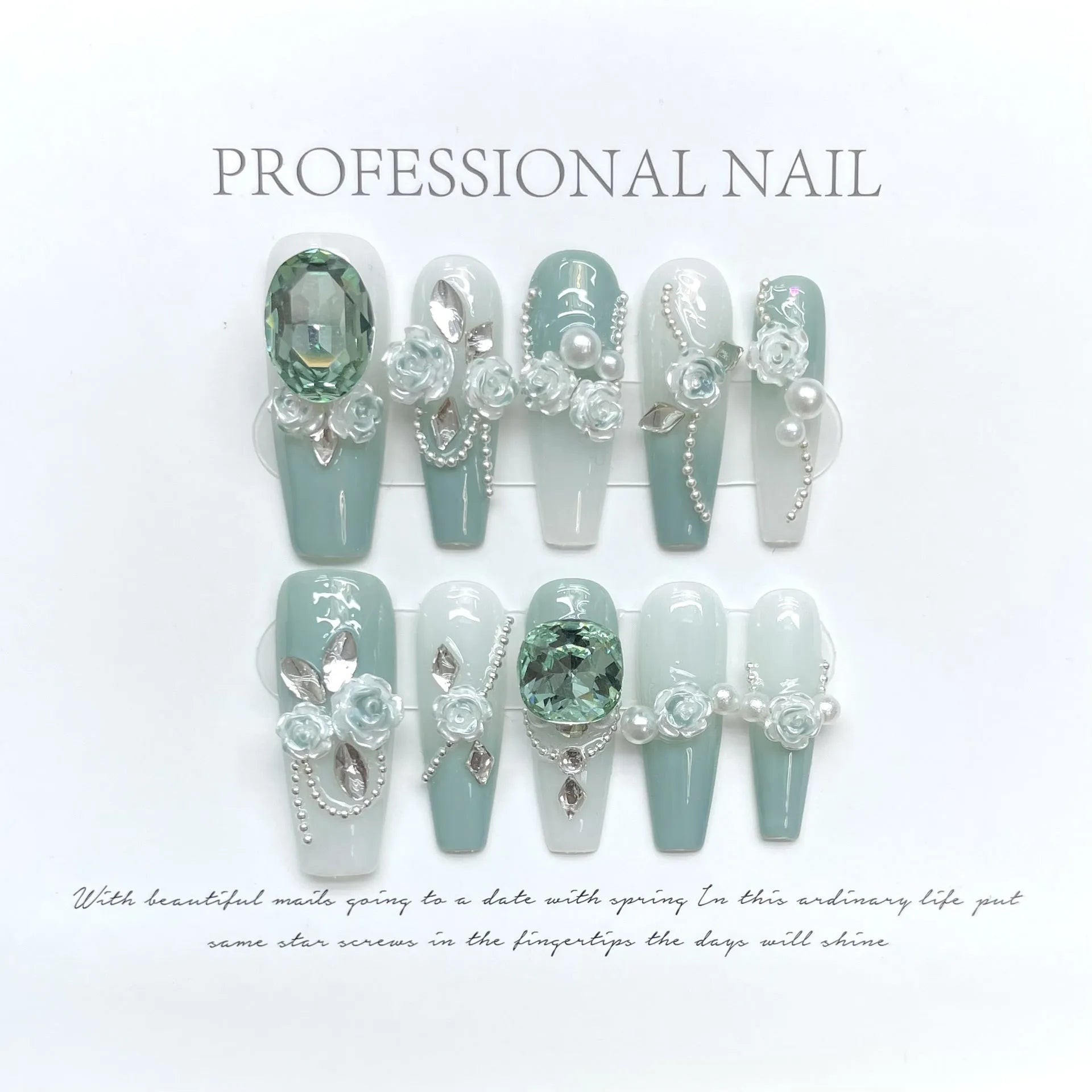 Camellia gradient chain nail art stickers with diamond coverage and butterfly patterns