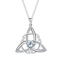Celtic knot geometric pendant necklace in copper with electroplated blue finish for women