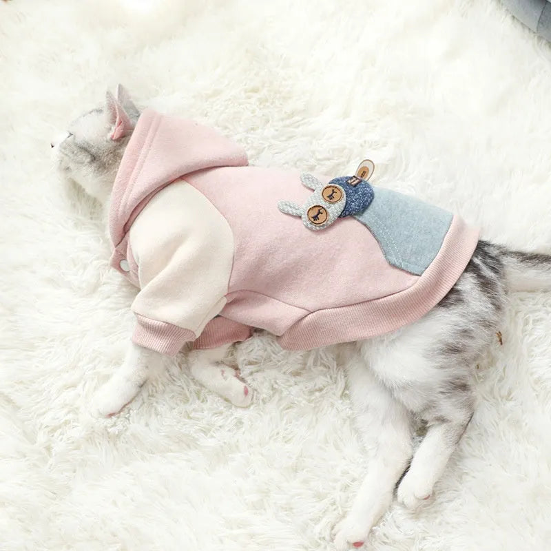 Brown cotton pet sweatshirt for dogs and cats, shown in size M.