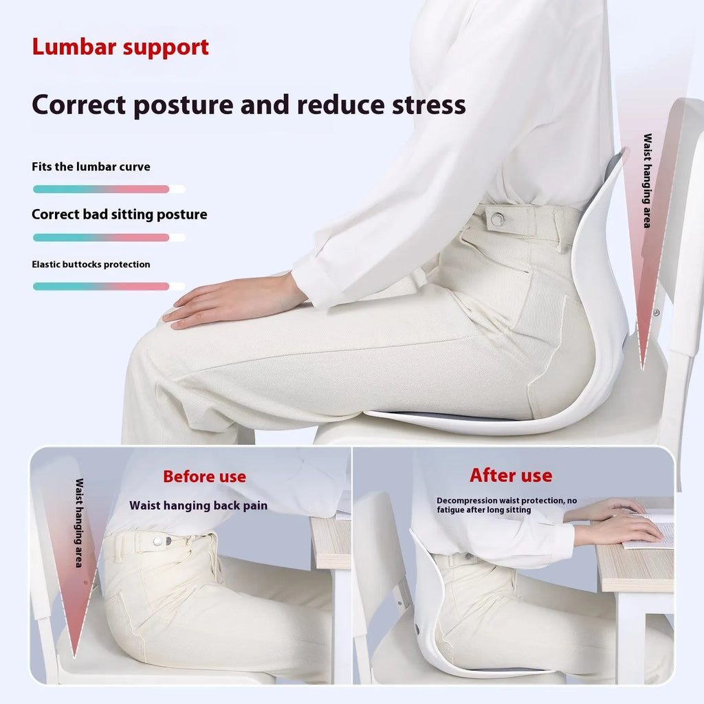 Grey waist support seat cushion with lumbar pillow on office chair