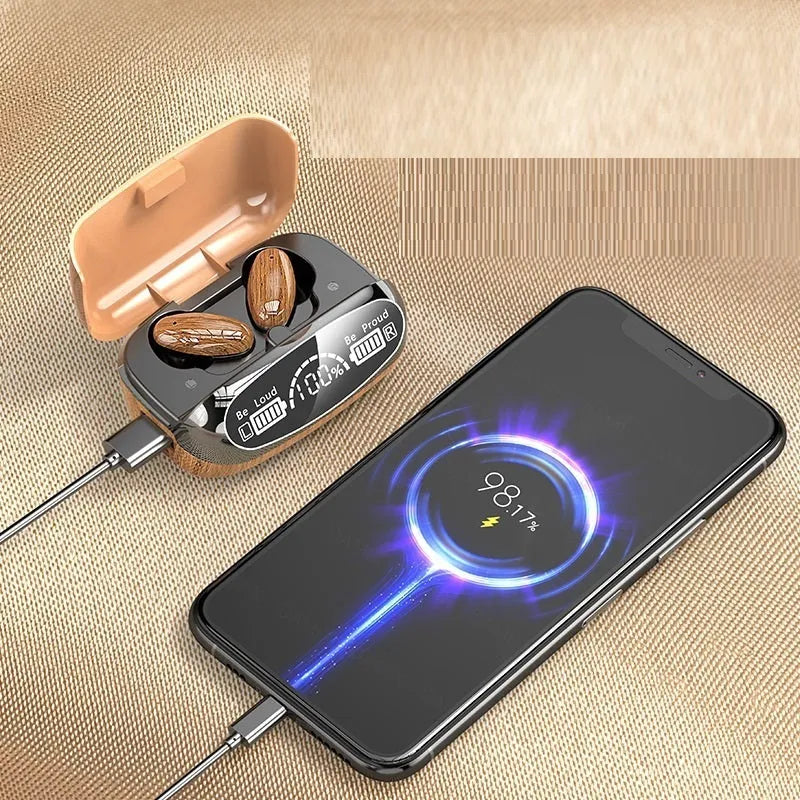 M35 wood grain TWS Bluetooth wireless headset with charging cabin