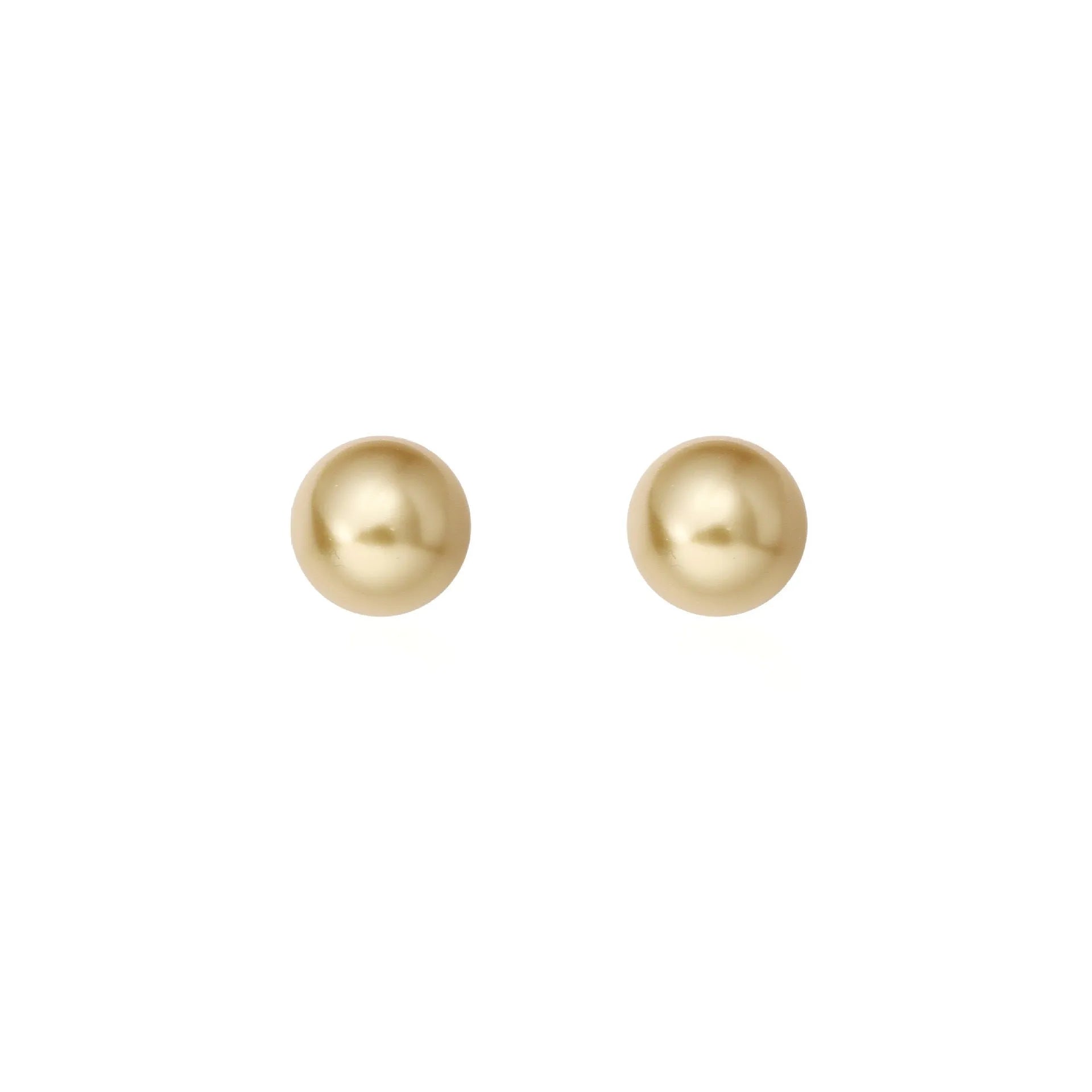 Geometric pearl stud earrings with Awn star motifs in silver, showing size options