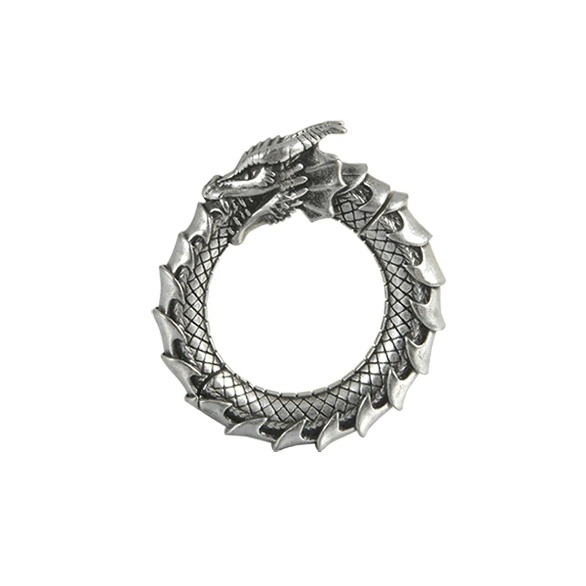 Geometric hollow earrings with antique silver dragon finish and stainless steel alloy construction