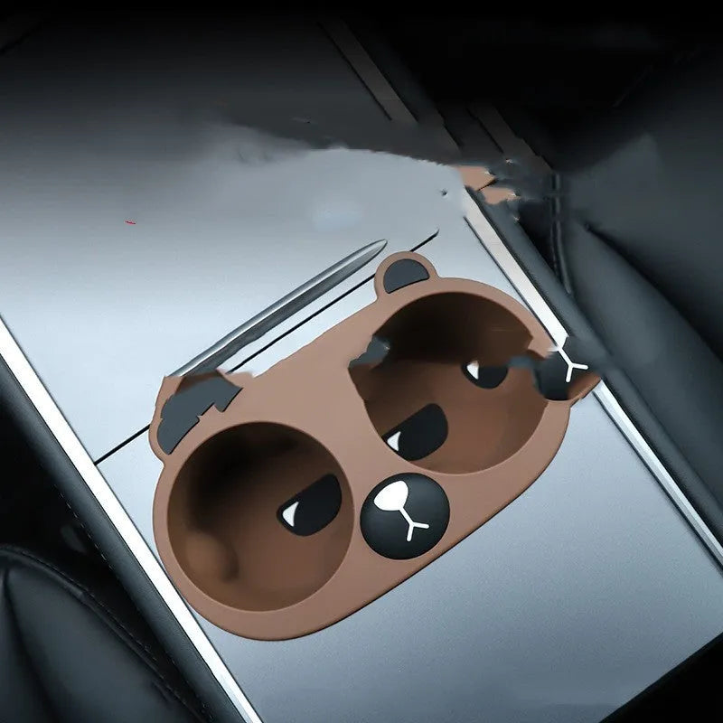 Silicone car cup holder limiter insert in grey colour for central control areas