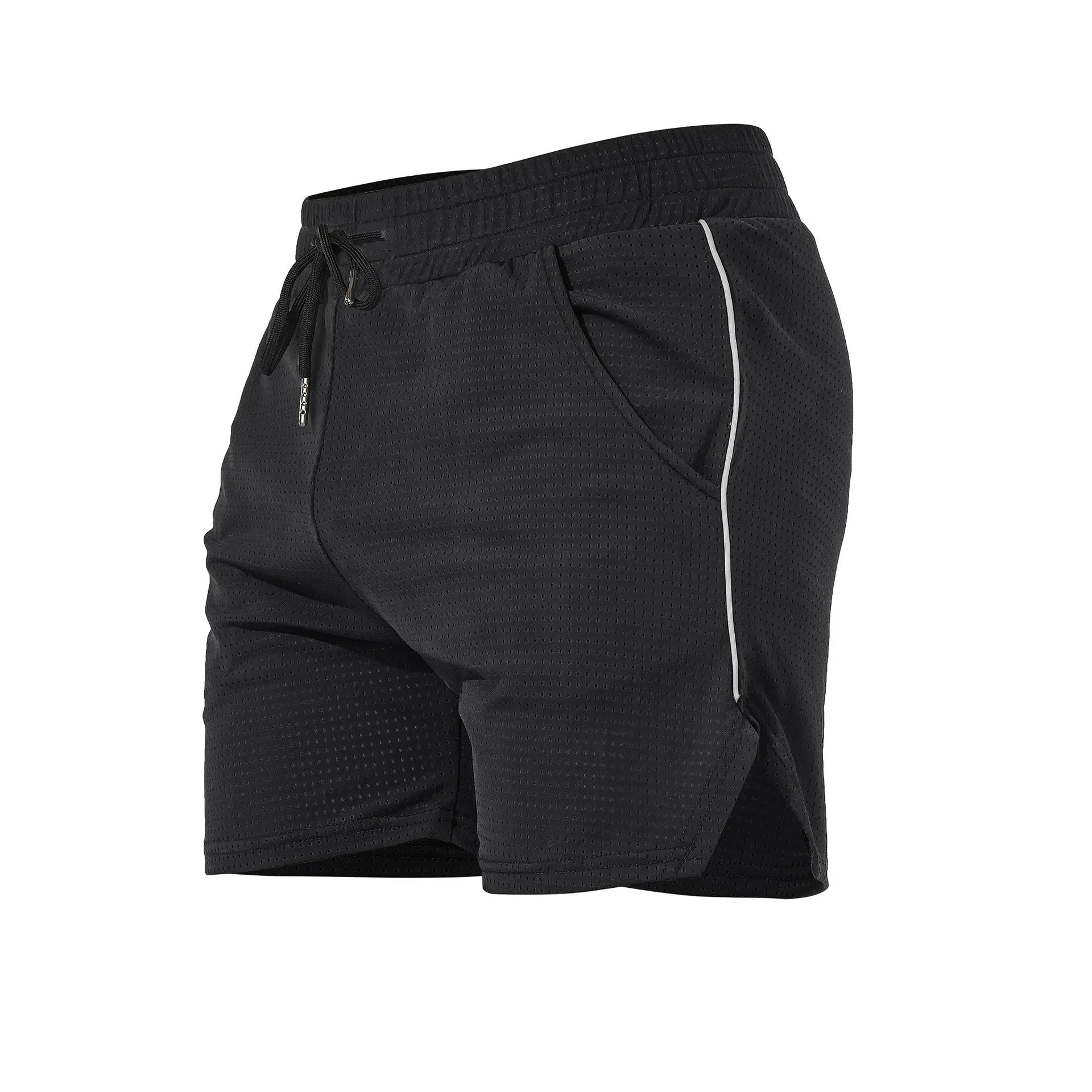 Men's straight-cut fitness shorts available in black grey navy blue red with personalisation option for name addition
