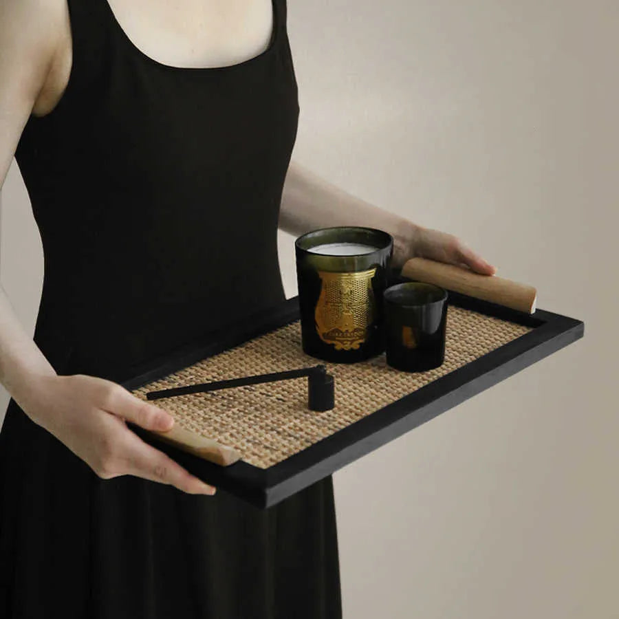 Pine wood dining tray with compartment elegant house design for tea room living room organisation
