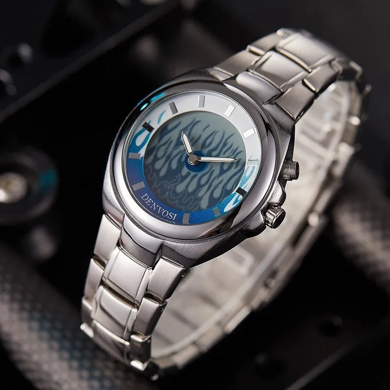 Men's Y2K vintage digital dual-display watch with alloy strap and stainless steel buckle, showing red face dial variant.