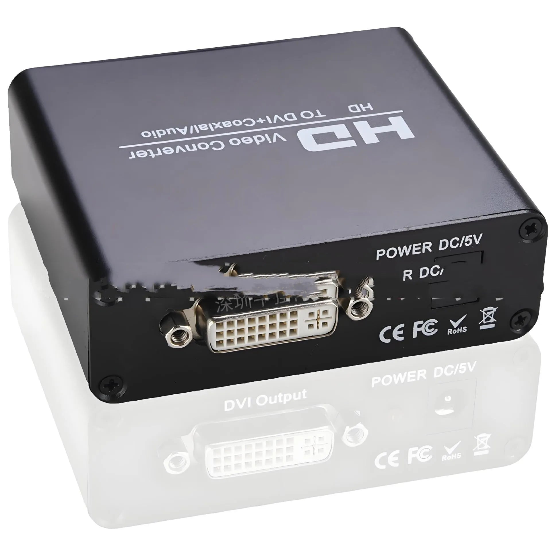 Black HDMI to DVI converter with coaxial 35 audio output and 1.5 metre cable for 1080p video conversion