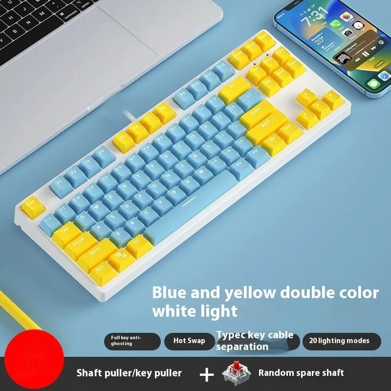 87 key wired mechanical gaming keyboard with two-colour keycaps and metal construction