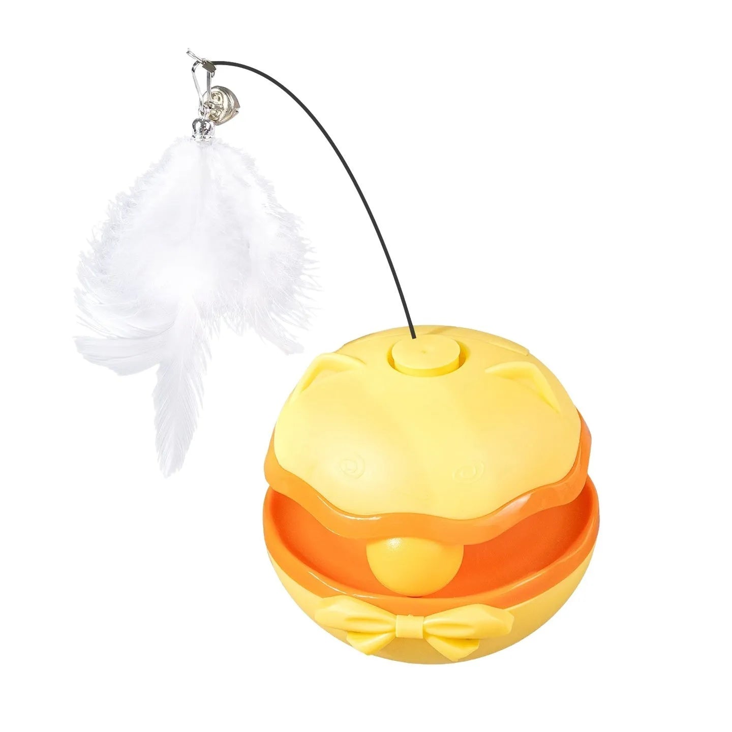 Electric cat toy tumbler with motion sensor in lemon yellow, sky blue or soft fog grey plastic