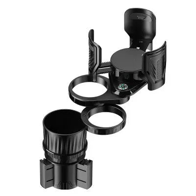 One Point Four car cup holder with adjustable base in carbon fibre black